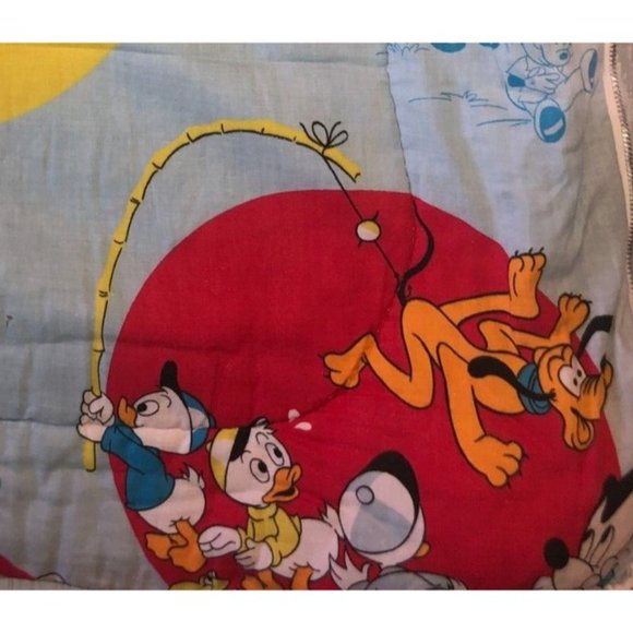 Vintage Disney Mickey Mouse Sleeping Bag ~ Golfing ~ Donald Duck Pluto Nephews - Picture 7 of 10